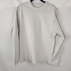 Nike Solo Swoosh Long Sleeve Shirt Men Small Birch Heather White Cotton Casual